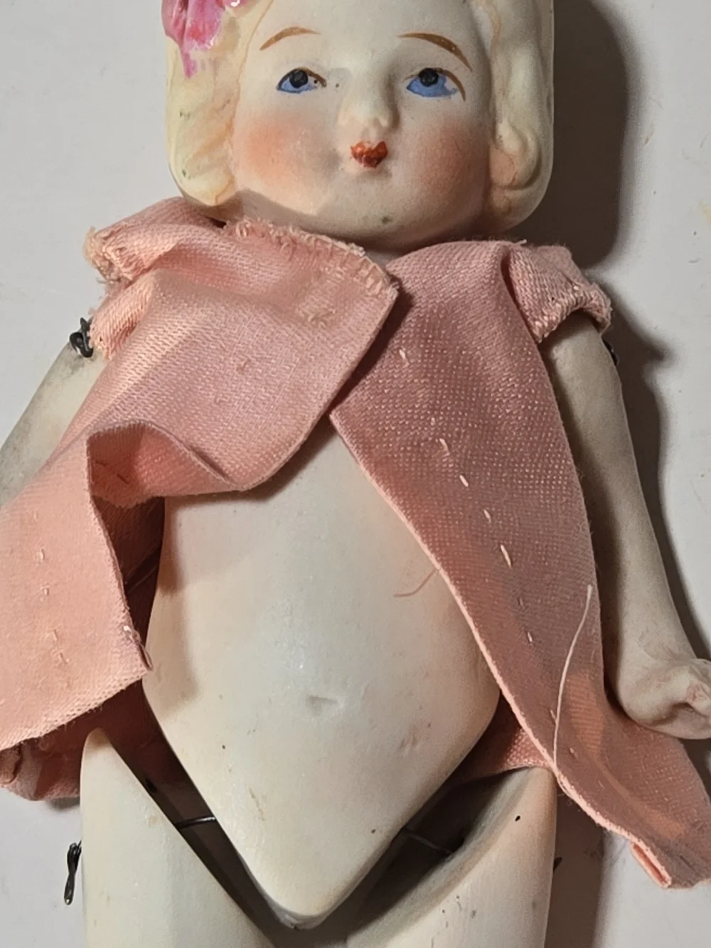 Vintage Porcelain Doll with Pink Outfit - Kids Toy Japanese